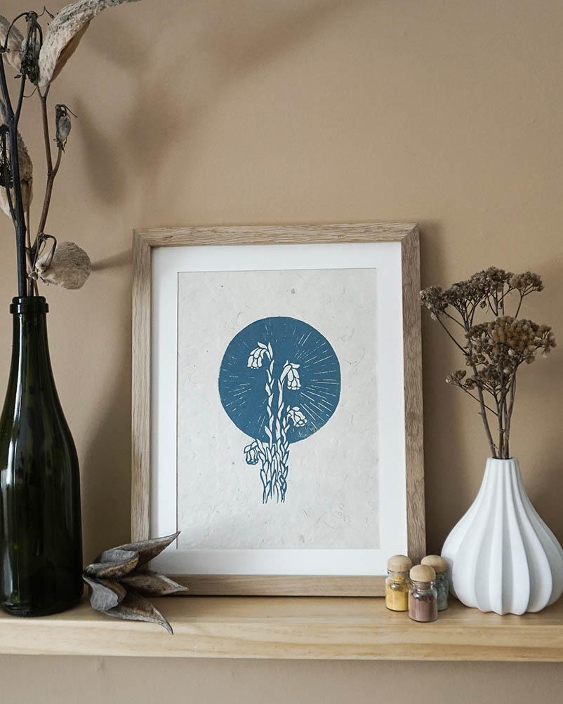 Botanical Blockprint Indian Ghostpipe