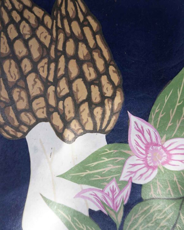 Botanical Blockprint Morilles Trillium