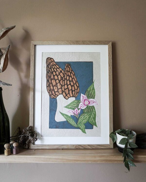 Botanical Blockprint Morilles Trillium