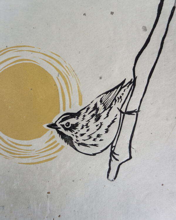 Blockprint black white Warbler