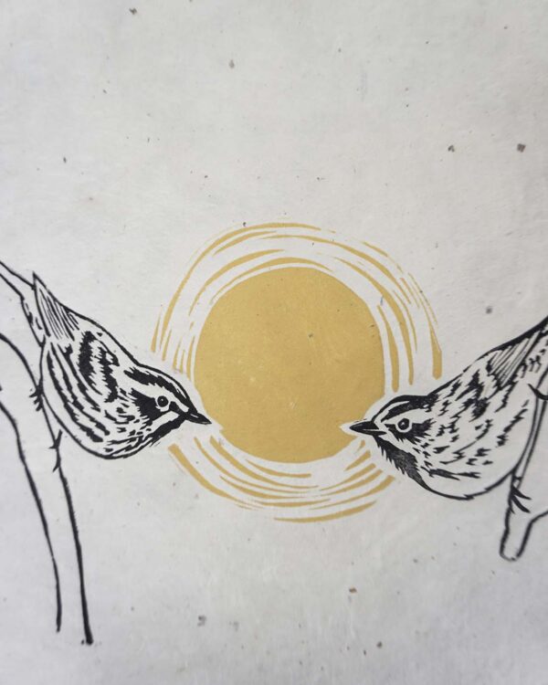 Blockprint black white Warbler