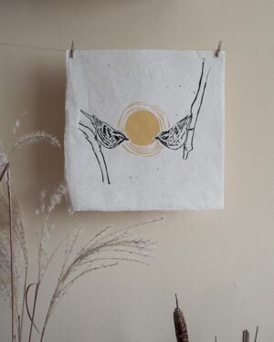 Blockprint black white Warbler