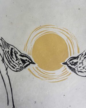 Blockprint black white Warbler