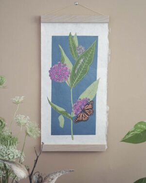 Botanical Blockprint Monarch Métamorphose
