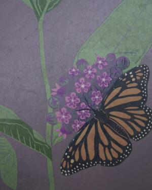 Botanical Blockprint Monarch Métamorphose