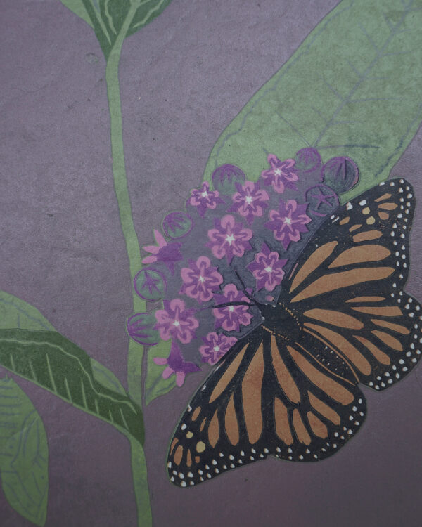 Monarch Métamorphose Dusty Mauve Botanical Blockprint Monarch Métamorphose