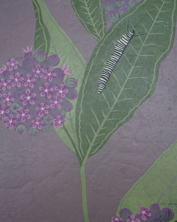 Monarch Métamorphose Dusty Mauve Botanical Blockprint Monarch Métamorphose
