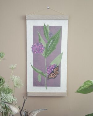 Monarch Métamorphose Dusty Mauve Botanical Blockprint Monarch Métamorphose