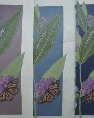 Botanical Blockprint Monarch Métamorphose