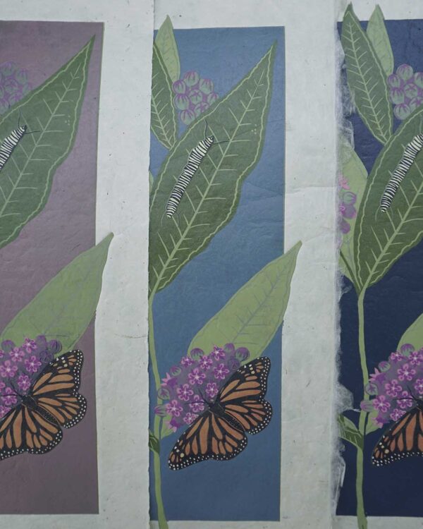 Monarch Métamorphose Variations Botanical Blockprint Monarch Métamorphose