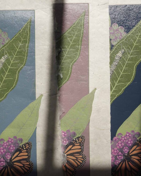 Monarch Métamorphose Variations Botanical Blockprint Monarch Métamorphose