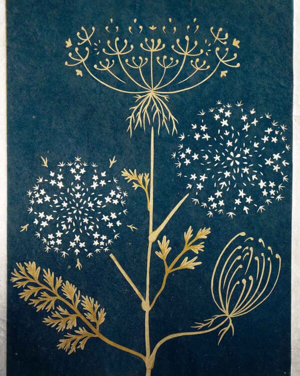 Carrot Sauvage Botanical Blockprint Queen Anne's lace