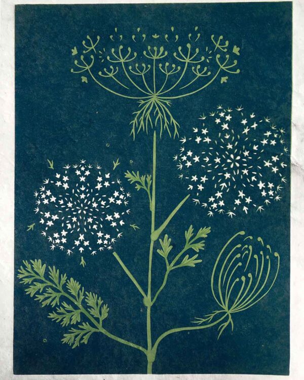 Carrot Sauvage Botanical Blockprint Queen Anne's lace