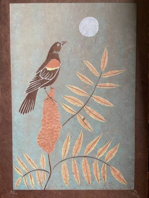 Botanical Blockprint Sumac Redwinged-Blackbird